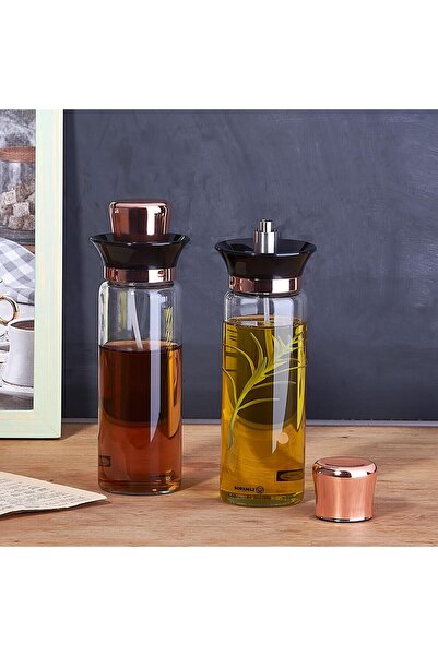 KORKMAZ Stora Glass Rosegold Oil and Vinegar Set A5529