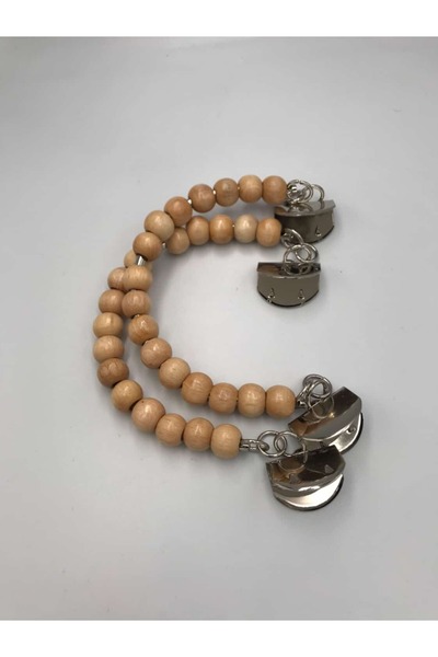 Zeyora Ahşap Boncuklı Çanta Sapı (12 CM),Çanta Aksesuarı,Aparatlı Çanta Sapı