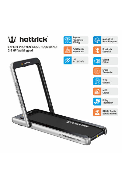 Hattrick EXPERT PRO 3.0 Hp YENİ NESİL KOŞU BANDI GRİ