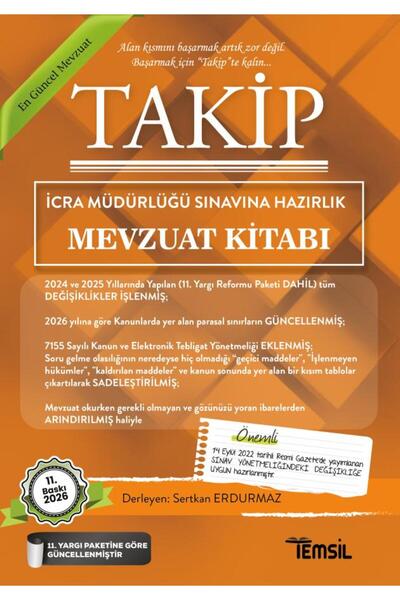 Temsil Kitap TAKİP İcra Müdürlüğü Sınavlarına Hazırlık Mevzuat Kitabı