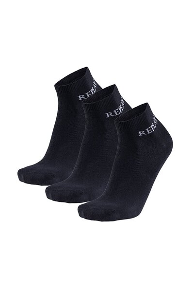 Replay Unisex-Viertelstrümpfe, 3er-Pack – Kurzsocken, Baumwolle, Logo, einfarbig