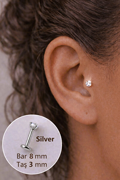 Sacce Scarves&Accessories Tektaş Çelik Piercing Tragus Helix Kıkırdak 8 Mm Gü...