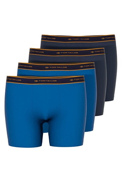 Tom Tailor 4er-Pack Herren-Boxershorts – lange Hosen, Baumwolle, Logo, Einfarbig