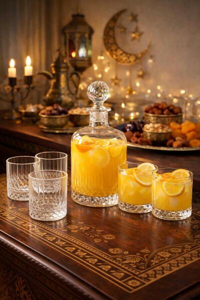 COCEM Kristal Cam Sürahi ve 6’lı Kristal Bardak Seti - Şık Ev & Ofis İçecek T...