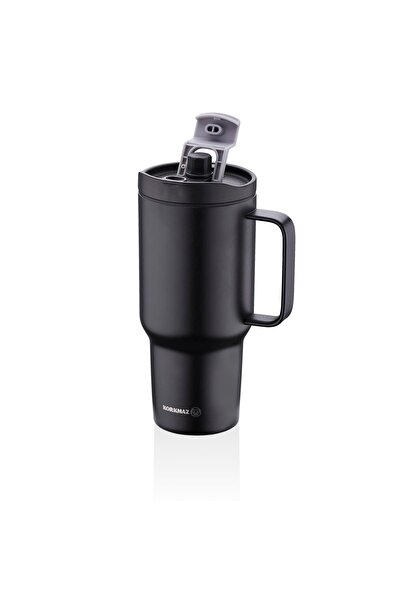 KORKMAZ Freedom 1 Litre Siyah Pipetli Bardak Termos A5577