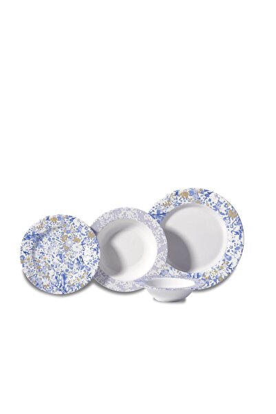 KORKMAZ Natura Collection 24 Parça Mavi Yuvarlak Yemek Takımı A8786