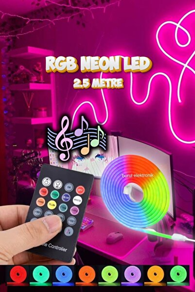 burul 2.5 Metre Sese Duyarlı ve Kumandalı Rgb Neon Led