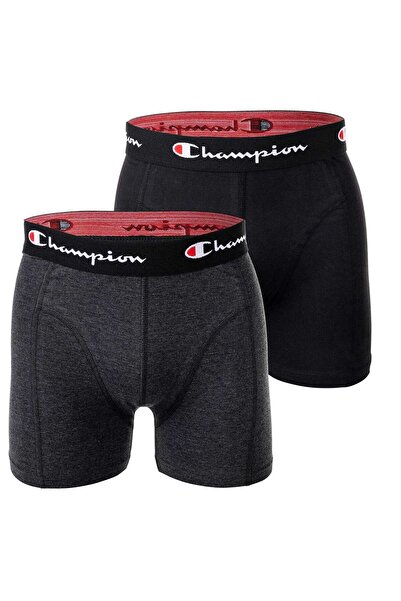 Champion Herren Boxershorts, 2er Pack - Baumwolle, Logobund, einfarbig
