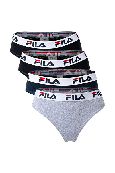FILA Damen Slip - 4er Pack Briefs, Logo-Bund, Cotton Stretch, einfarbig