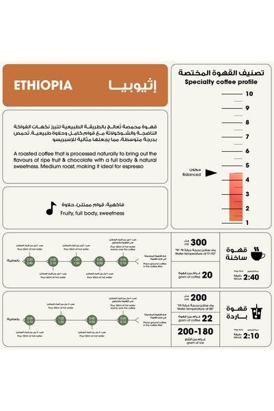 12Cups Guji Specialty Coffee Beans Ethiopia Natural Roasted 1 Kg - Whole Bean Roasted