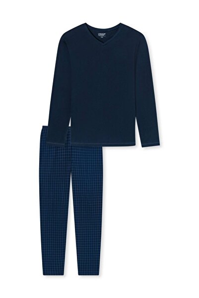 uncover by Schiesser Herren Schlafanzug 2-tlg. Set - lang, V-Ausschnitt, Baum...