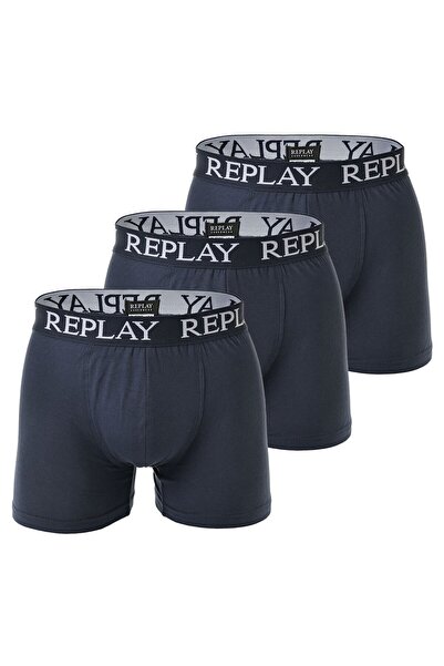 Replay Herren Boxershorts, 3er Pack - Unterhosen, Baumwolle, Logo, einfarbig