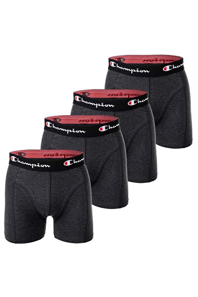 Champion Herren Boxershorts, 4er Pack - Baumwolle, Logobund, einfarbig