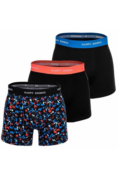 Happy Shorts Herren Boxer Shorts, 3er Pack - Retro Jersey, Logobund