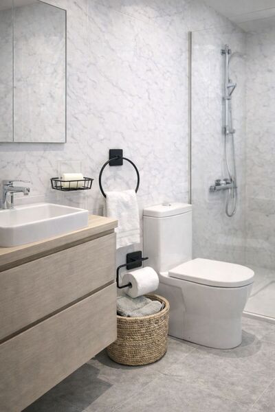 KARTEYA 3'lü Banyo Seti Yapışkanlı Paslanmaz Banyo Sabunluk WC Kağıtlık Havlu...