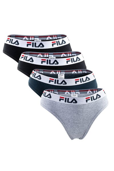 FILA Damen Brazilian Slip - 4er Pack, Logo-Bund, Cotton Stretch, einfarbig
