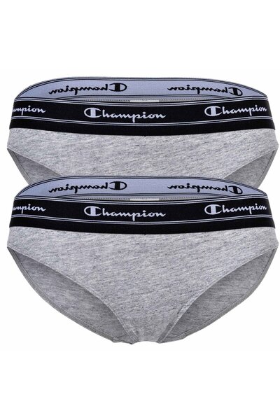 Champion Damen Bikini-Slips, 2er-Pack – Slip, Logo-Bund, einfarbig