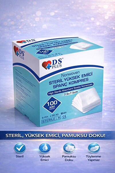 DS PLUS Spanç Nonwoven Kompres 7,5 cm x 7,5 cm (100 Adet)