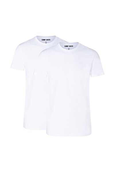 Camp David Herren-T-Shirts, 2er-Pack – Rundhals-T-Shirts, Baumwoll-Stretch