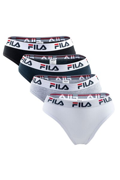 FILA Damen Brazilian Slip - 4er Pack, Logo-Bund, Cotton Stretch, einfarbig