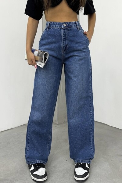 BM BALANCEMODA Women's Black Stonewashed High Waist Palazzo Jeans