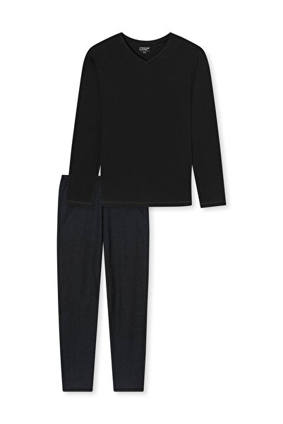 uncover by Schiesser Herren Schlafanzug 2-tlg. Set - lang, V-Ausschnitt, Baum...