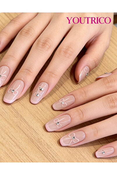 Youtrico أظافر صناعية لطيفة للفتيات، عناصر القوس تضغط على الأظافر، مصنوعة يدو...