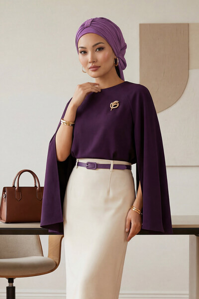 Aisha's Design عمامة جاهزة عملية ومريحة، بنفسجي فاتح، HT-90