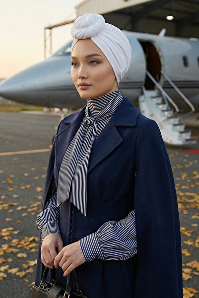 Aisha's Design Bonetă din bumbac pieptănat cu șnur, B-1, alb