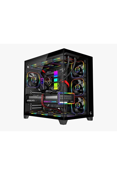 Rampage SEALITE Siyah Temperli Camlı ATX/M-ATX 7x12cm ARGB Pwm Fan+Kumanda Oy...