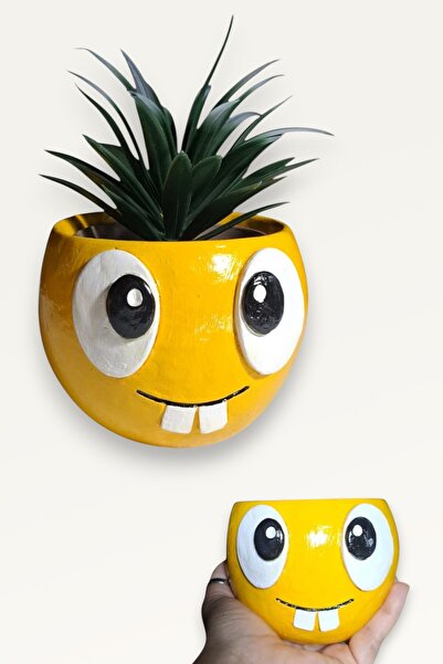 nftart.design Emoji Dünyası -Sevimli Surat Beton Saksı