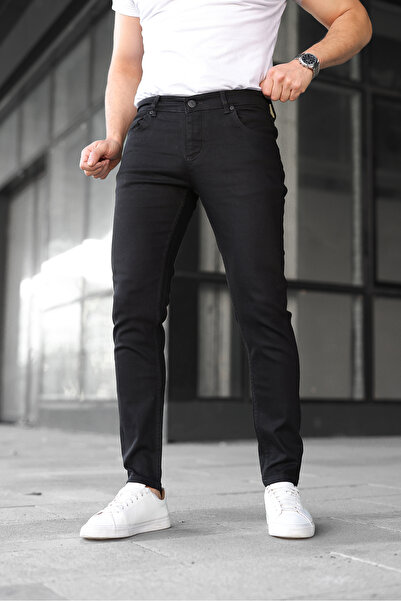 ENERJİN Skinny Fit Men's Jeans - Straight Black with Lycra