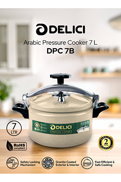 DELICI طنجرة ضغط عربية من الألومنيوم غير اللاصق المطلي بالجرانيت سعة 7 لترات ...