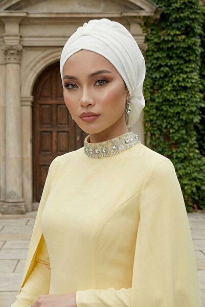 Aisha's Design Практичний і зручний готовий тюрбан, білий, HT-90