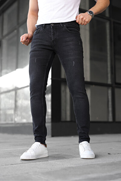 ENERJİN Erkek Jeans Slim Fit Likralı Siyah Tırnaklı