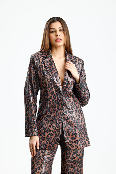 Sense فستان سهرة مزخرف مبطن من الداخل مع سترة مزينة بالترتر |   CKT34264 بني ...