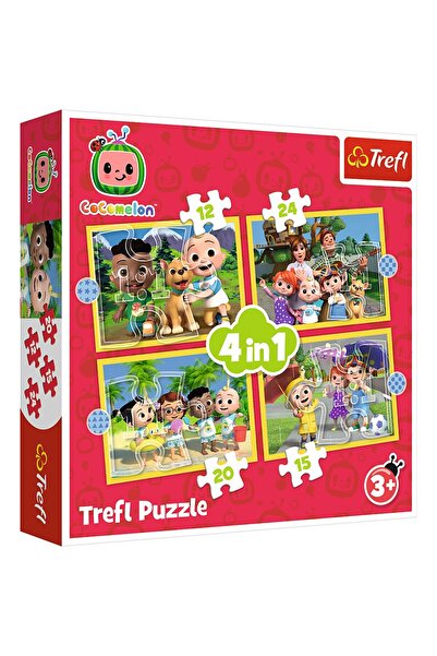 Trefl PUZZLE 4IN1 COCOMELON PREZENTAREA FAMILIEI