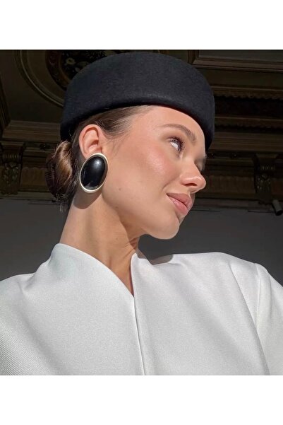 Charmist Steel Black Oval Earrings