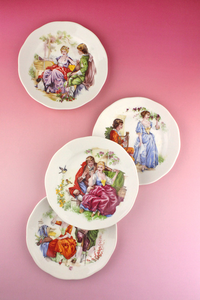 Bursa Porselen Dekor Markis 4 parça porselen pasta tabağı