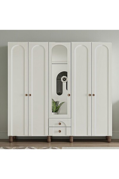 comiet Soprano 5 kapak ayaklı tasarım aynalı Country MDF gardırop