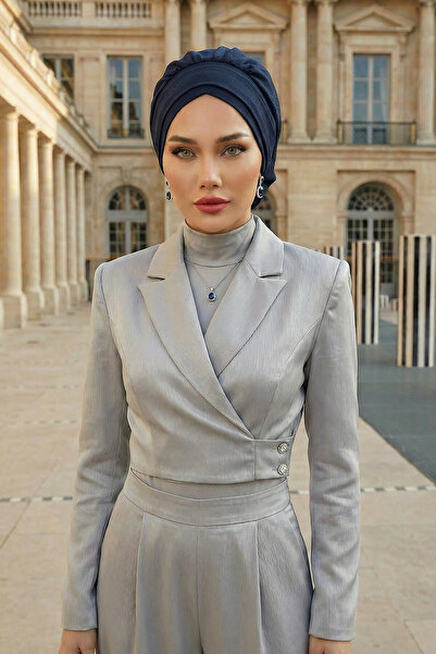 Aisha's Design Πλισέ έτοιμο τουρμπάν, Ναυτικό μπλε, HT-91