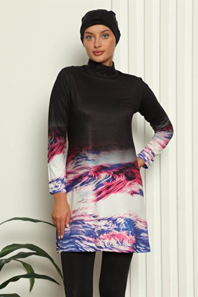 Akbeniz Digitalno štampano Kupaći kostim sa punim hidžabom - 31042