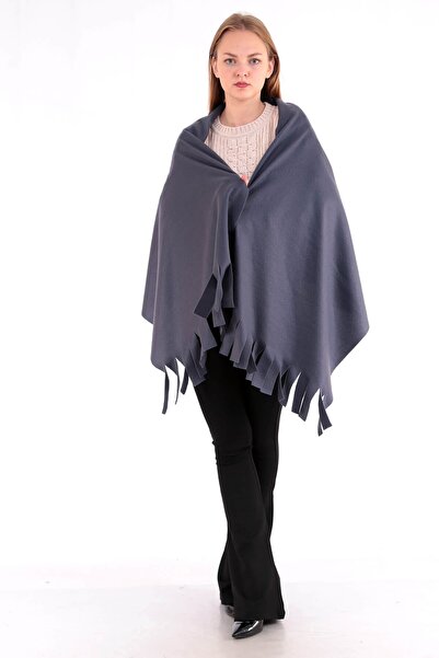 Deafox Smoked Tassel Detail Fleece Shawl
