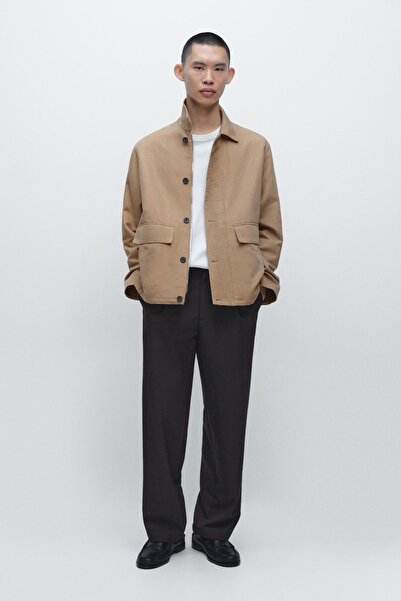 Massimo Dutti Keten detaylı cepli ceket