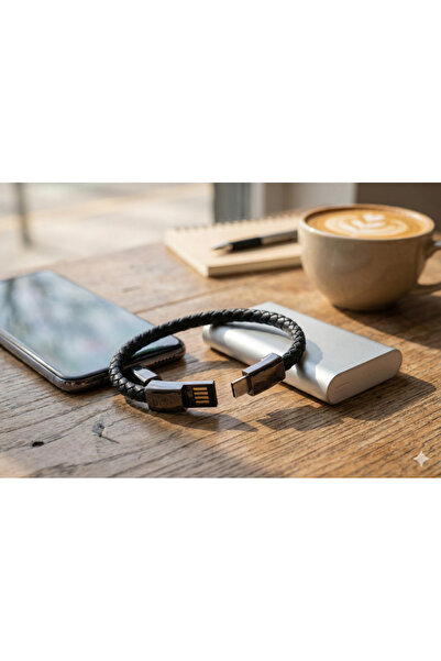Zilvana Siyah Bileklik Şarj Kablosu 22,5 cm 60W Type C