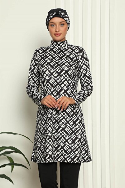 Akbeniz ملابس سباحة حجاب كاملة منقوشة رقمية - 31037