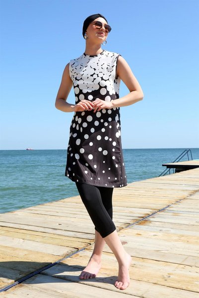 Akbeniz Zero Sleeve Pointed Half Hijab Swimsuit 33012