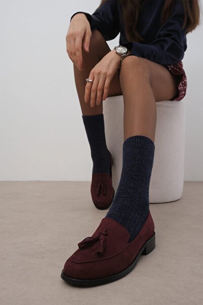 Mio Gusto حذاء مسطح نسائي أكسفورد للاستخدام اليومي من جلد الغزال باللون العنا...