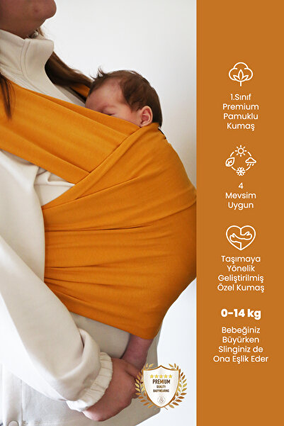 ilays beauty Premium Birinci Sınıf Pamuklu Esnek Wrap Sling Bordo Hardal Sarı...