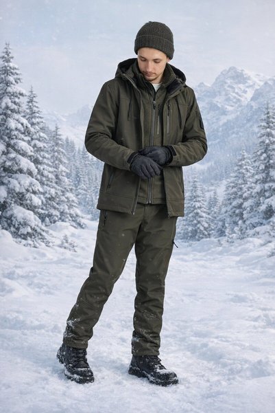 Vatan Tekstil İçi Polarlı Kışlık İthal Softshell Rüzgar Geçirmez Su İtici Kumaş Erkek Pantolon
